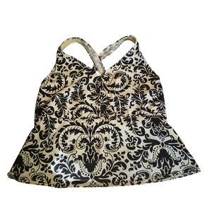 LANDS END BLACK AND WHITE TANKINI/BATHING SUIT TOP SIZE 16W